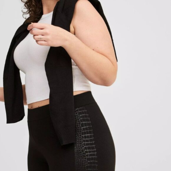 Torrid Full Length Inset Legging Women's Size 0 Stretch Black Panel Detail - Picture 9 of 9